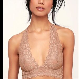 Free People Lace Halter Bralette - Brown